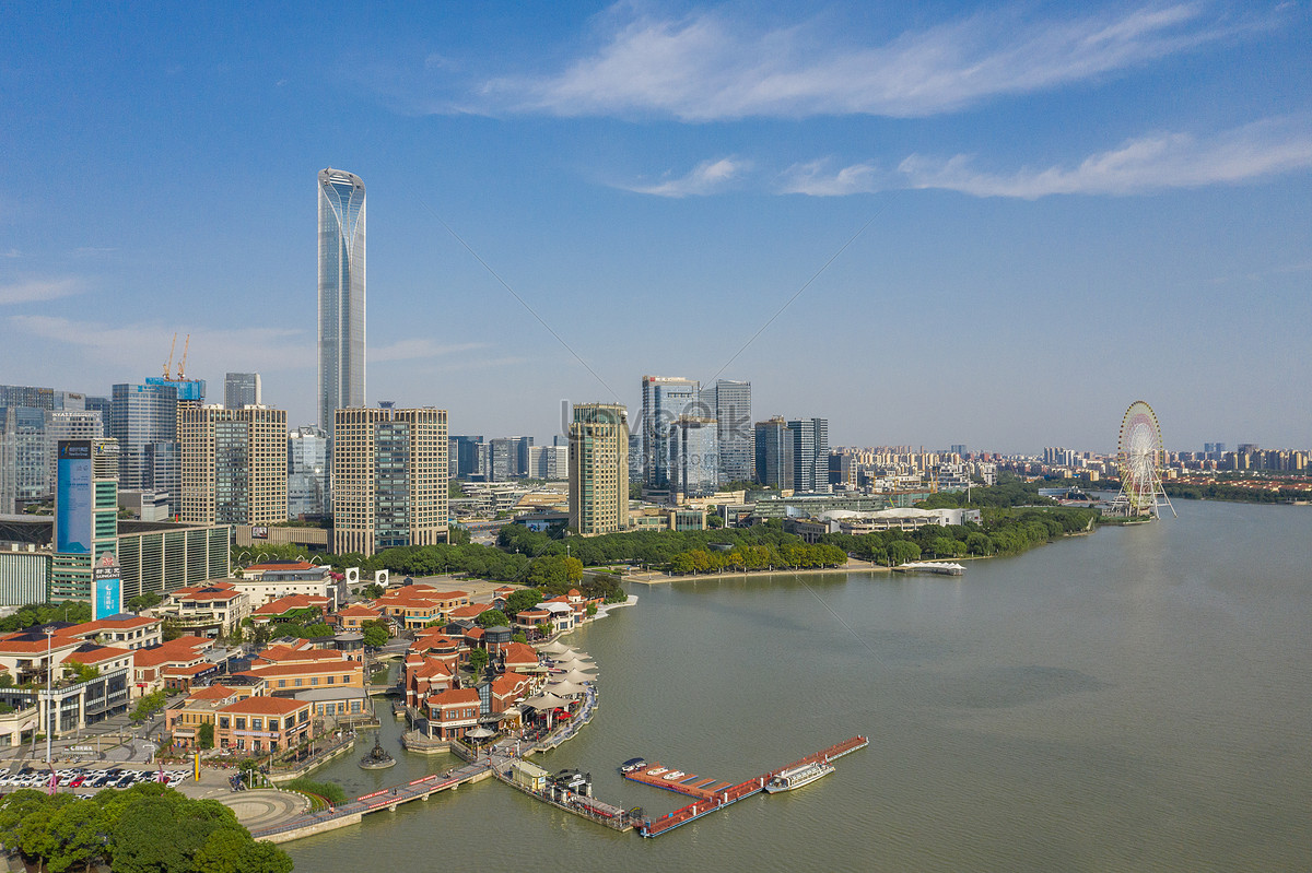 Suzhou Industrial Park Under The Blue Sky And White Clouds Picture And ...