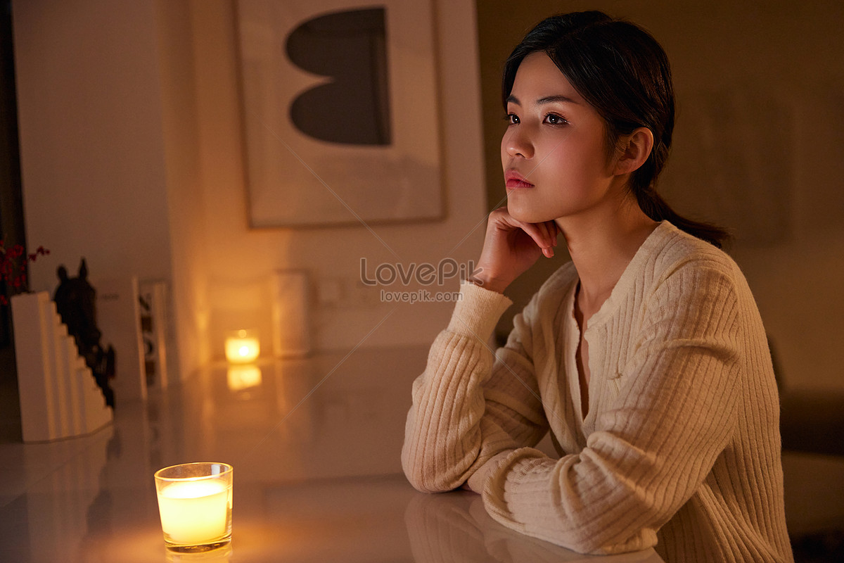 Lonely Single Woman At Home Late At Night Picture And HD Photos | Free ...