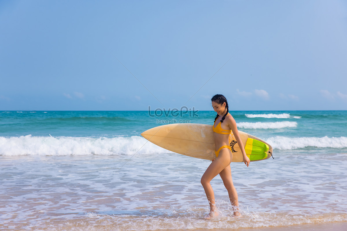 Seaside Bikini Beauty Surf Hand Tied Surfboard Picture And HD