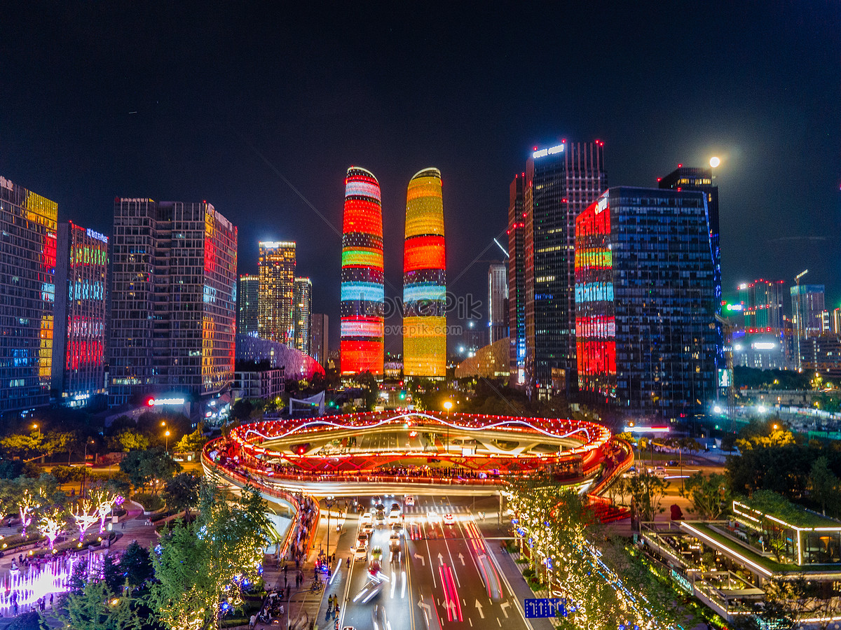 Aerial Photography Of The New Landmark Jiaozi Ring Of Chengdu And The ...