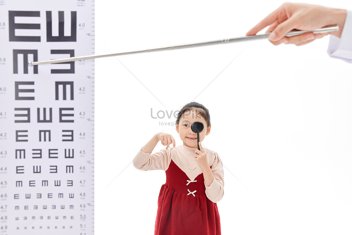 Cute voyage little girl testing vision, kids boy, eyes, health HD Photo