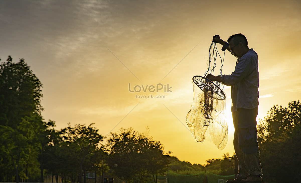 Sunset Fishermen Harvest Fishing Nets Picture And HD Photos