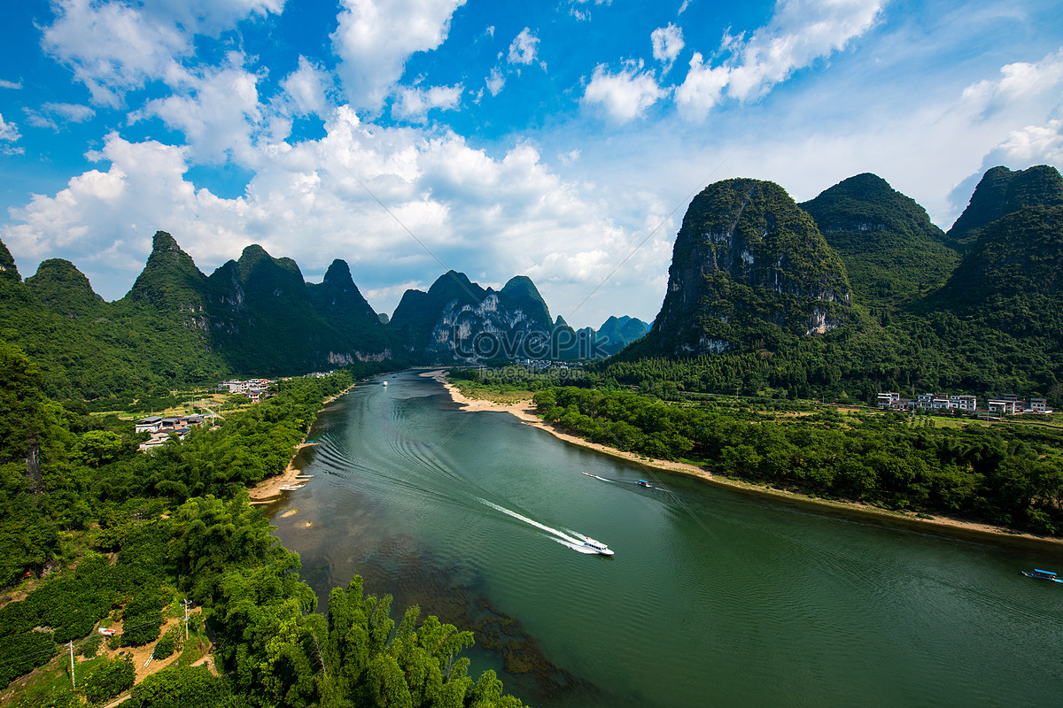 Yangshuo Nine Malaysia Mountain Blue Sky White Cloud Picture And HD ...