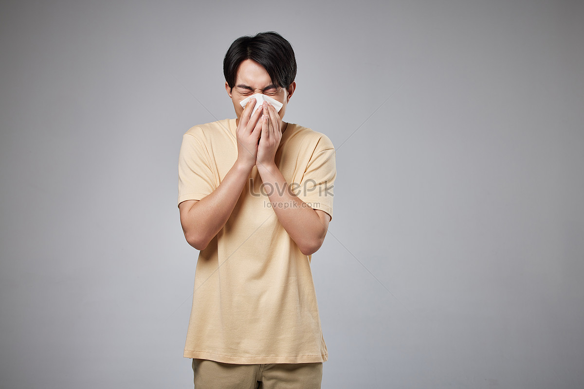 Young Male Rubbing Nose With Paper Towels Picture And HD Photos | Free ...