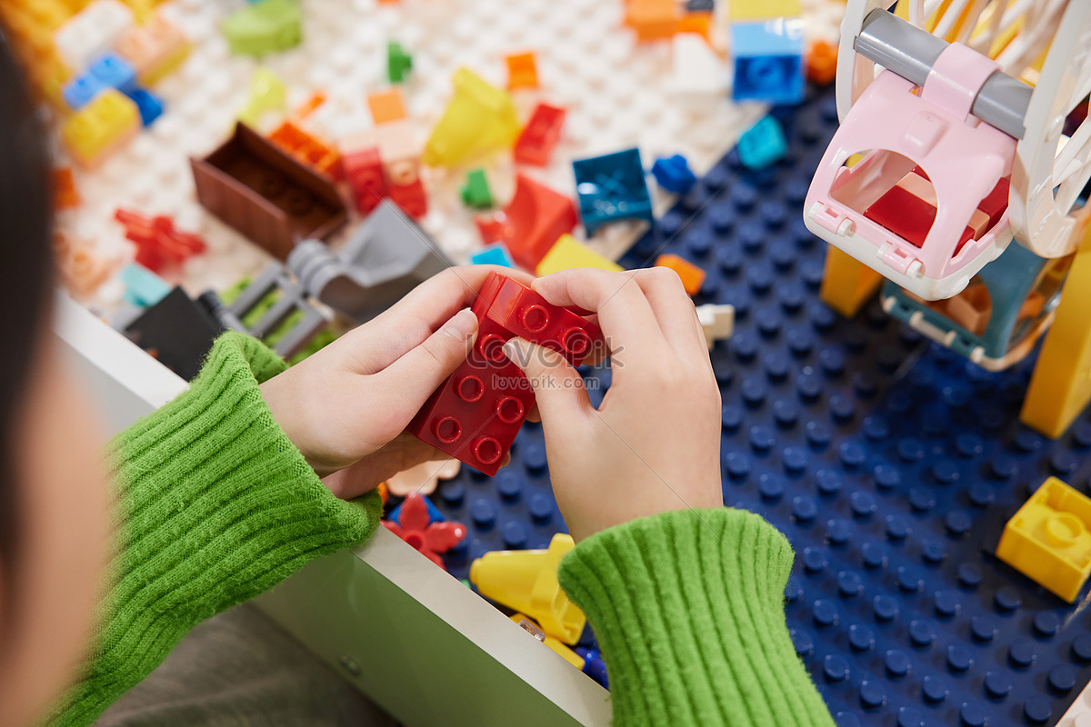 Closeup Of Little Girl Building Blocks Picture And HD Photos | Free ...