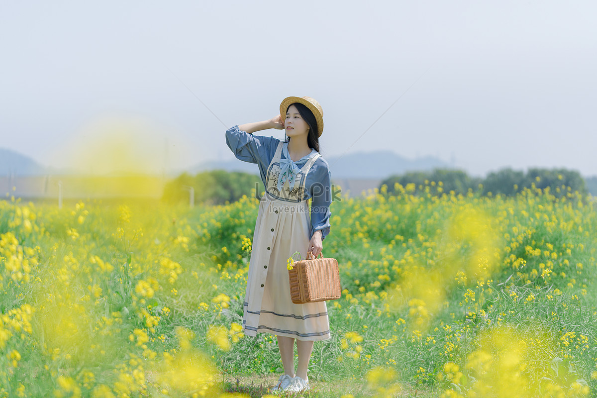 Girl In The Sea Of Rapeseed Picture And HD Photos | Free Download On ...