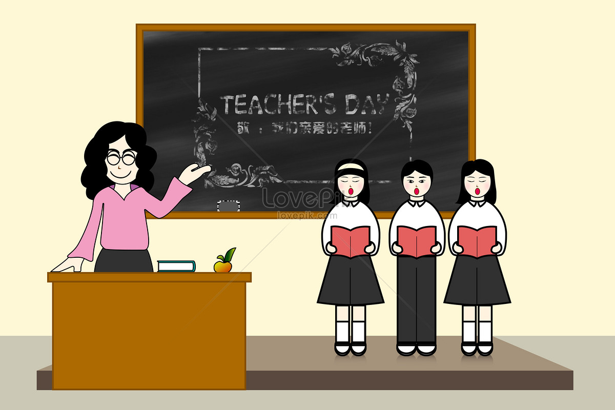 Teacher teaching kindergarten students in class illustration Stock Vector  Image & Art - Alamy
