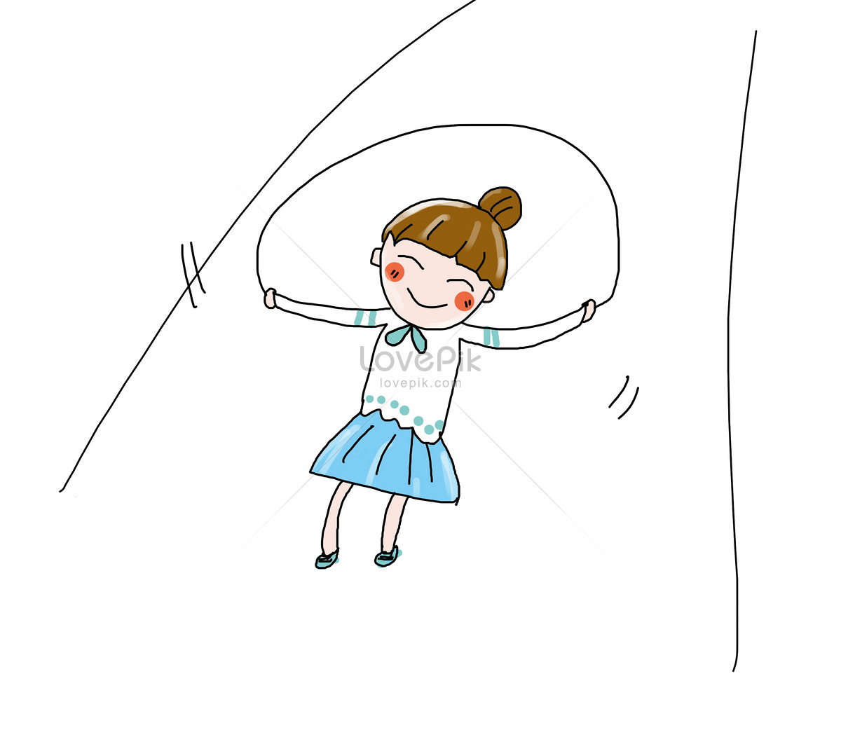 Маленькая девочка прыгает рисунок