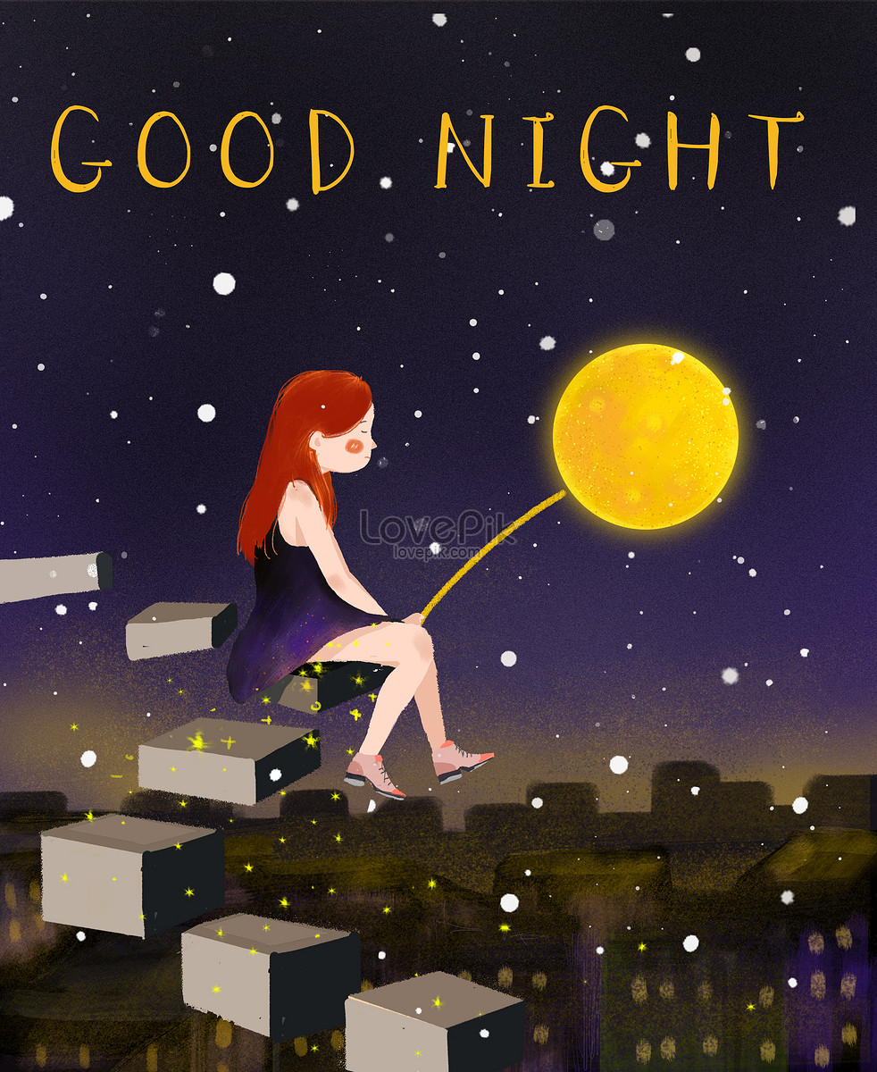 The girl alone in the lonely city said good night illustrations ...