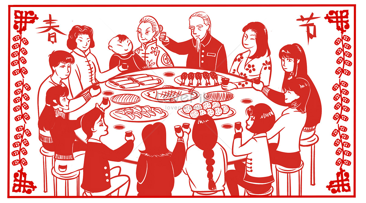  Family reunion dinner illustration image picture free 