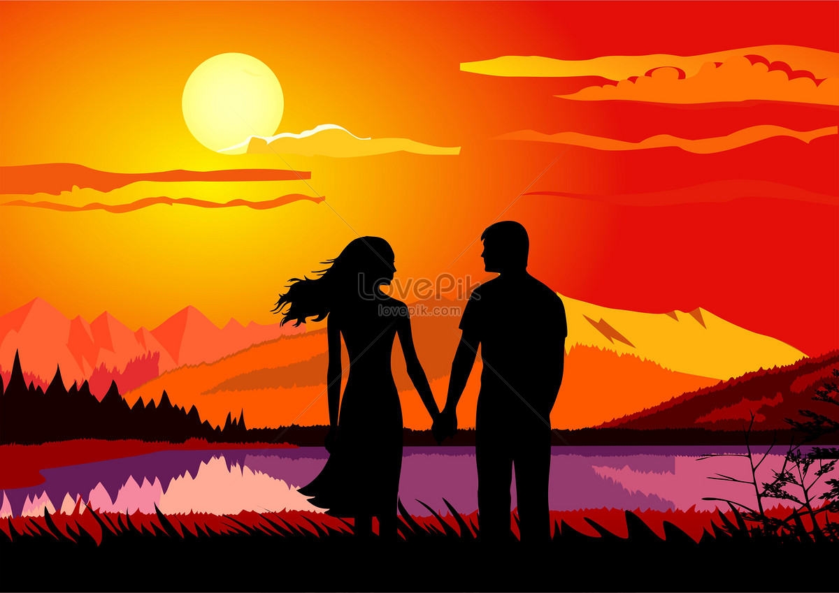 Sunset scenery illustration image_picture free download 400094343 ...