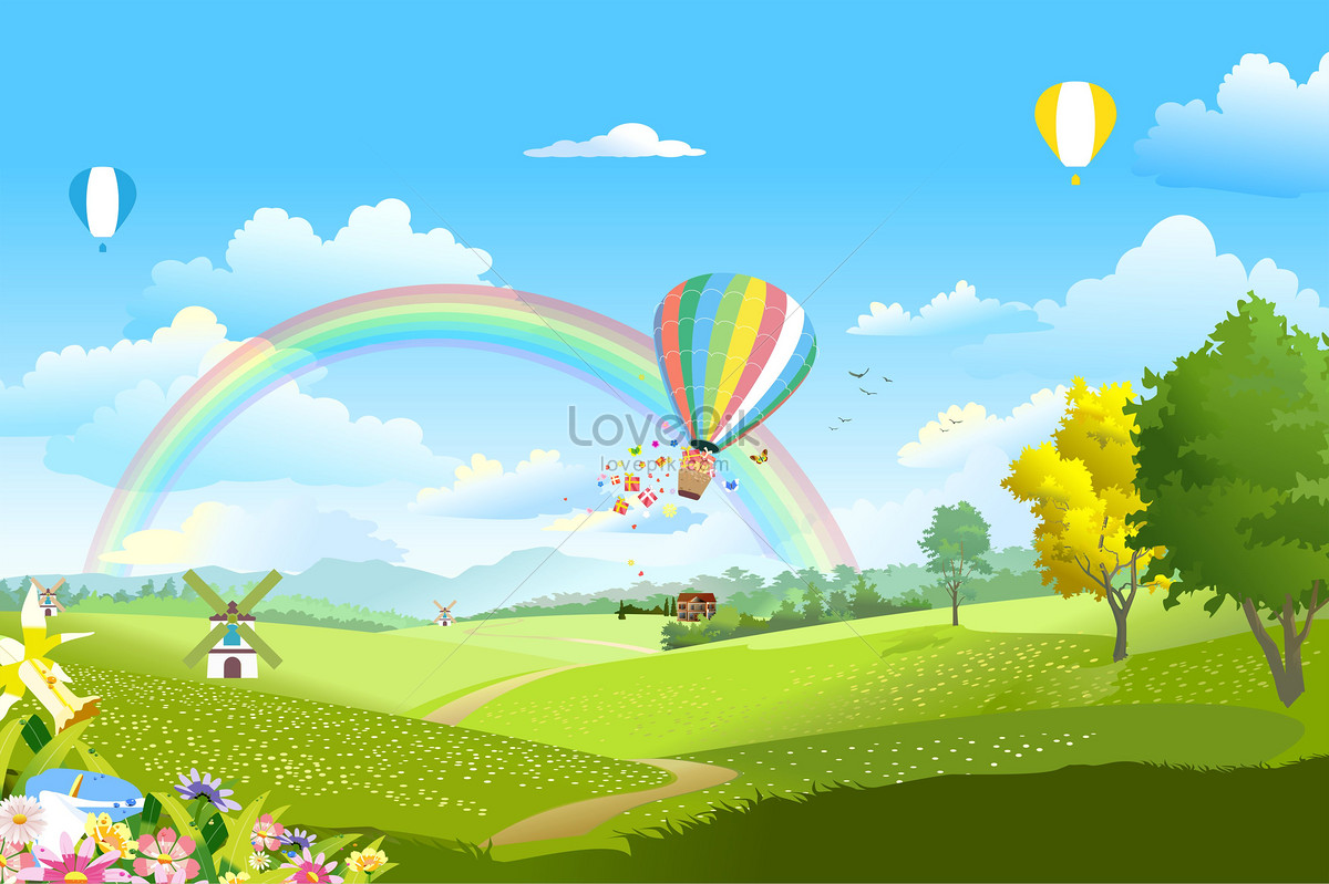 Spring cartoon scenery illustration image_picture free download