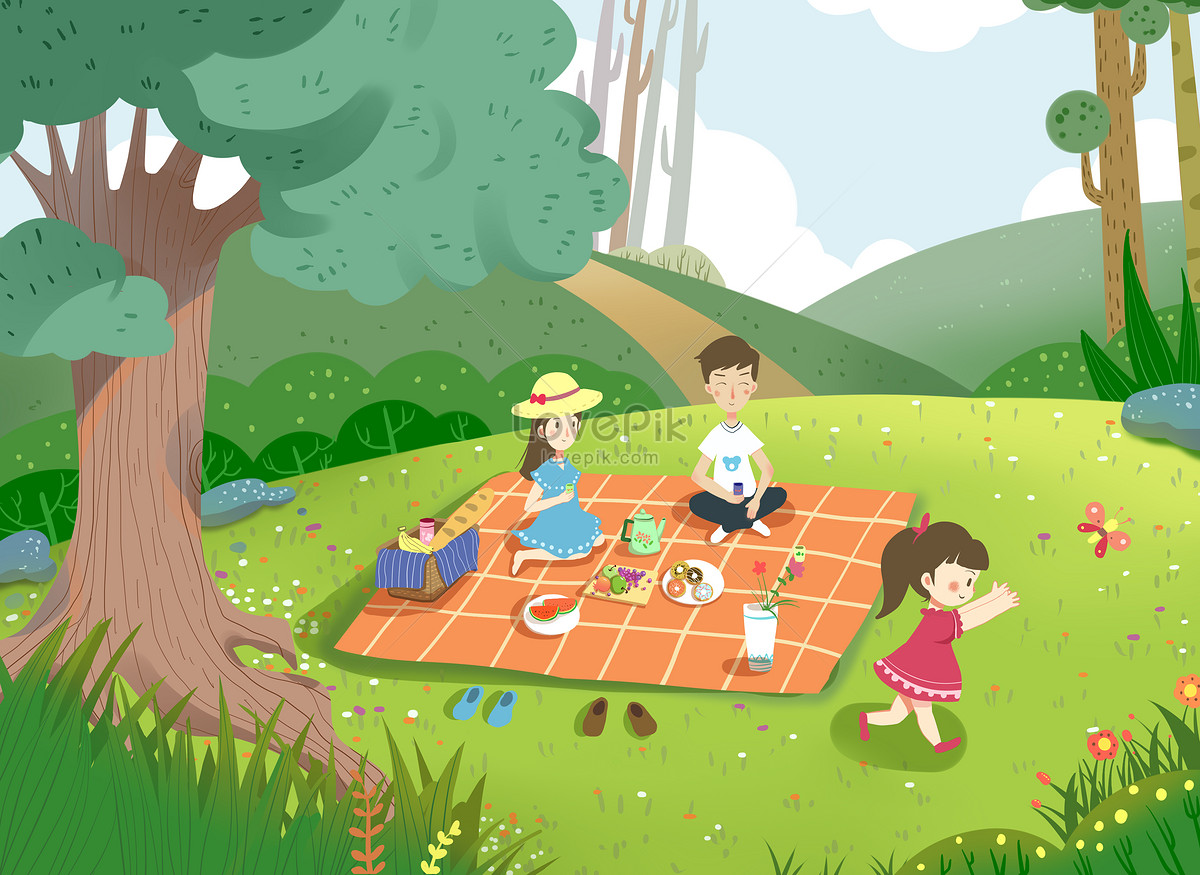 Пикник в лесу рисунок для детей