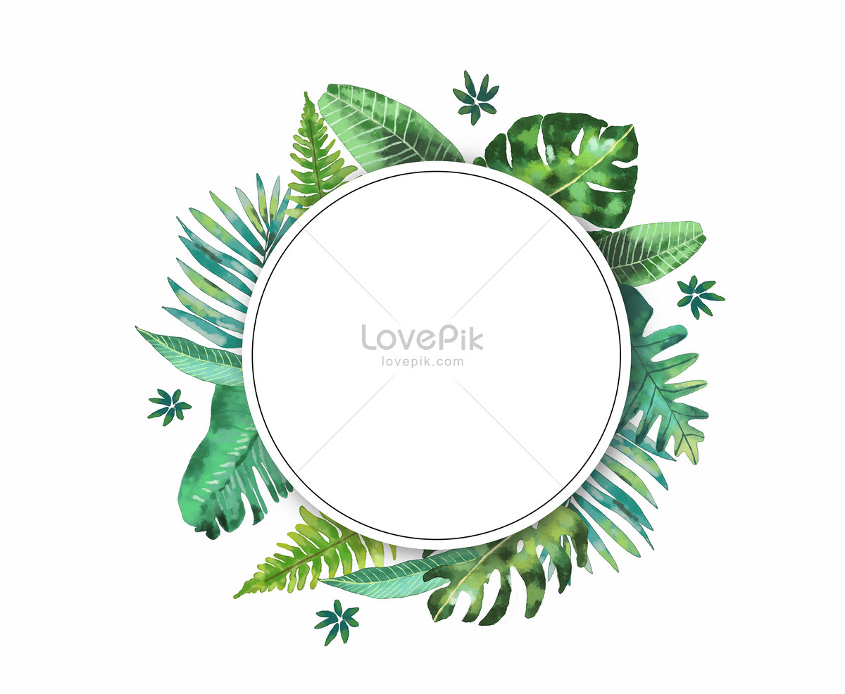 Watercolor leaf border illustration image_picture free download ...