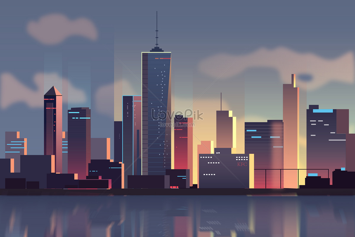 city illustration vector free download