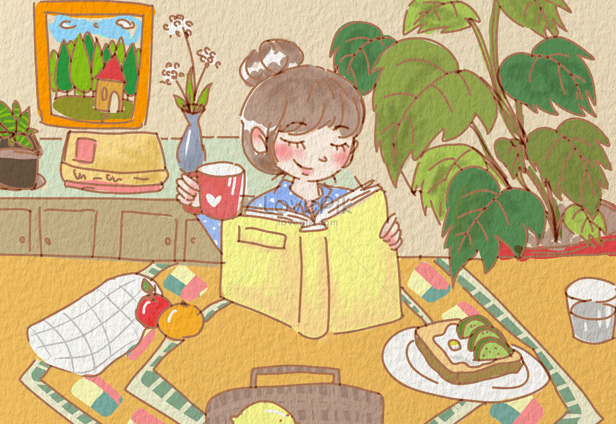 Leisurely reading time illustration image_picture free download ...