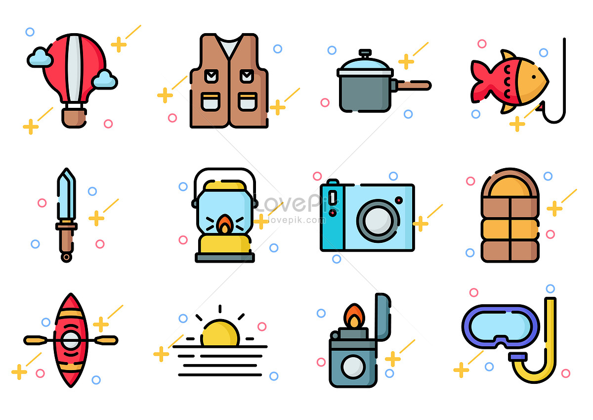 Camping tour icon icon, camping set, camping icons, colorful colors png hd transparent image