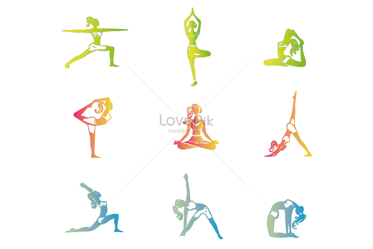 Set Of Icons Doing Yoga Exercises. Stretching And Relaxing In Many  Different Yoga Poses. Black Shapes Of Person Isolated On White Background.  Yoga Complex. Royalty Free SVG, Cliparts, Vectors, and Stock Illustration.