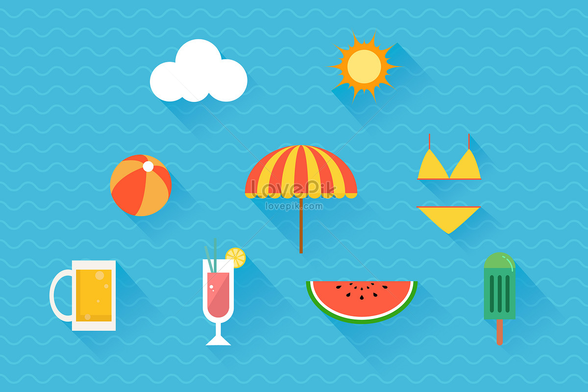 Summer beach flat icon Royalty Free Vector Image