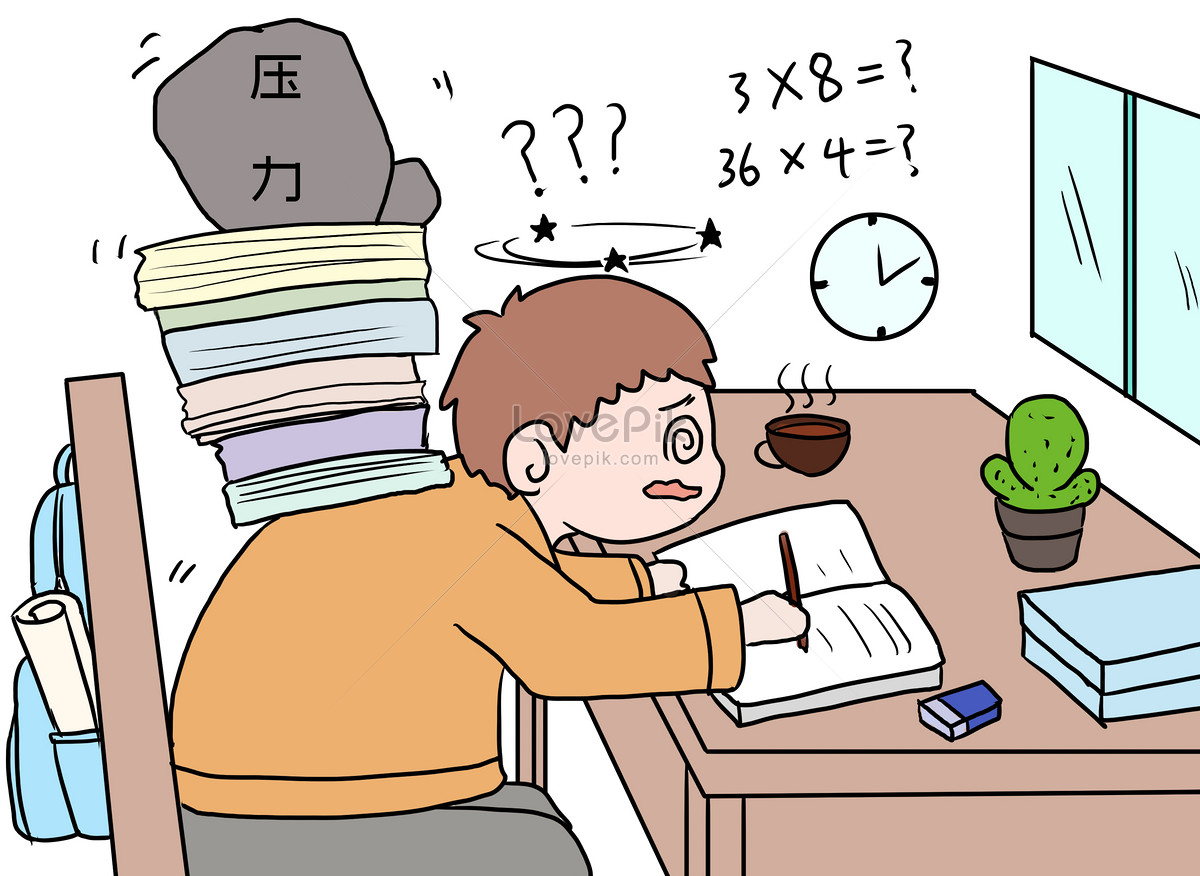 Homework Stress Cartoon Images, HD Pictures For Free Vectors Download -  