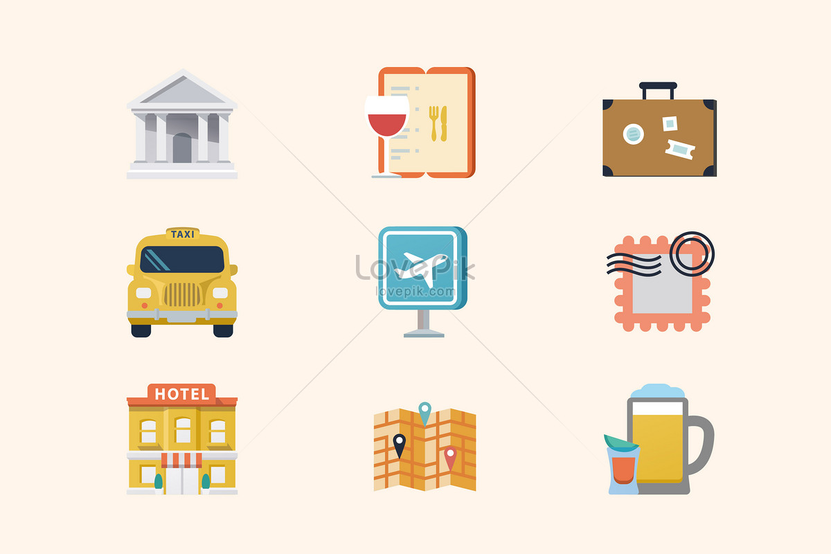 travel icon, hotel icons, colorful icons, flat icons png transparent background