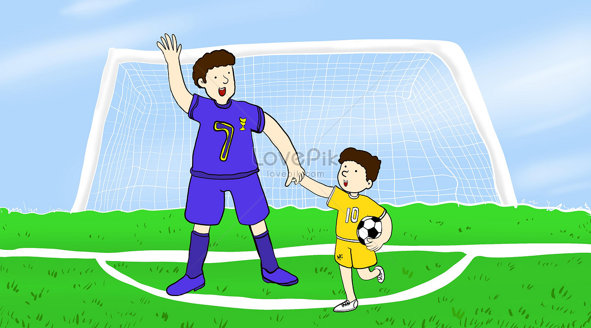 Папа играет в футбол. Отец и сын футбол рисунок. Папа с сыном играют в футбол рисунок. Папа футболист рисунок. Футбол с папой рисунок.