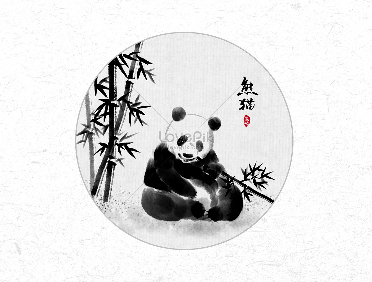 Эскиз панды в китайском стиле