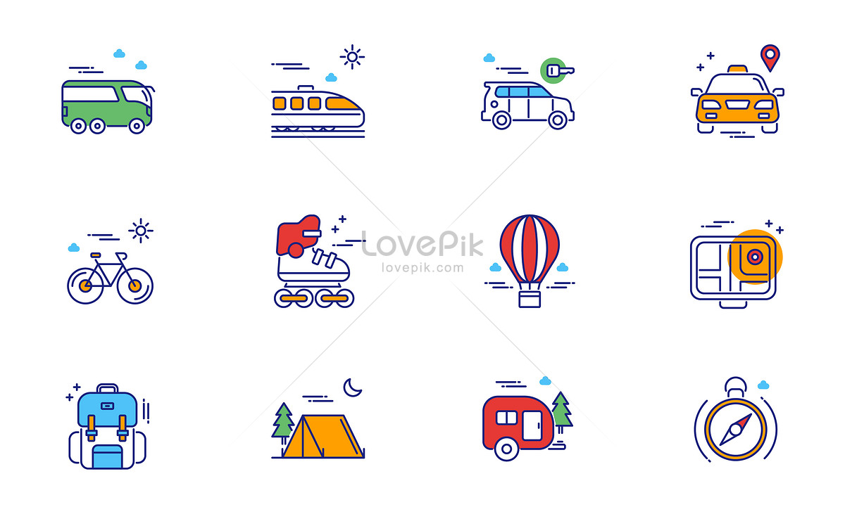 Travel tool icon icon, car lines, car transportation, car icons png free download