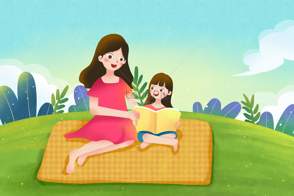 Читать мама с другом. Девочка с мамой для дошкольников. Мультяшная девушка с ребенком. Девочка с книгой рисунок. Мама читает детям рисунок.