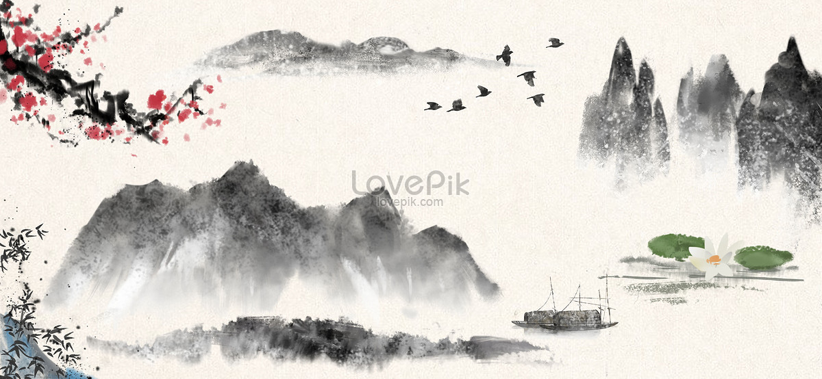 Chinese Ink Landscape Painting Illustration Image Picture Free Download   2296  Wh1200 