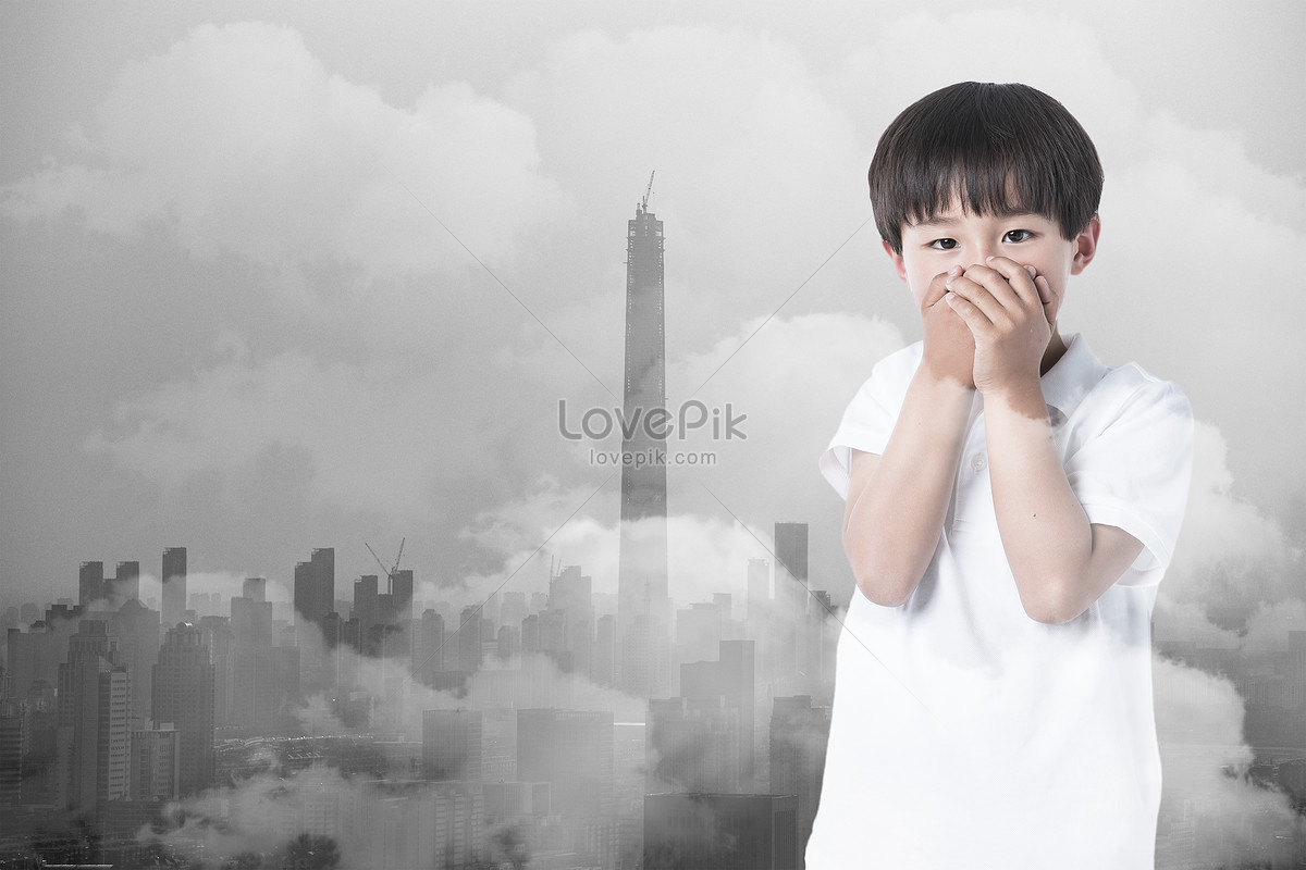 Air pollution, air, adult woman, health Background