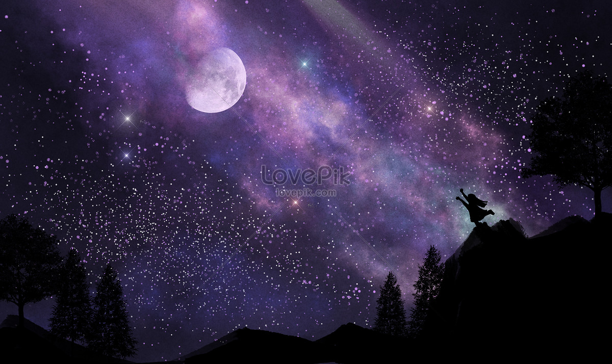 Aesthetic background of star and moon illustration image_picture free