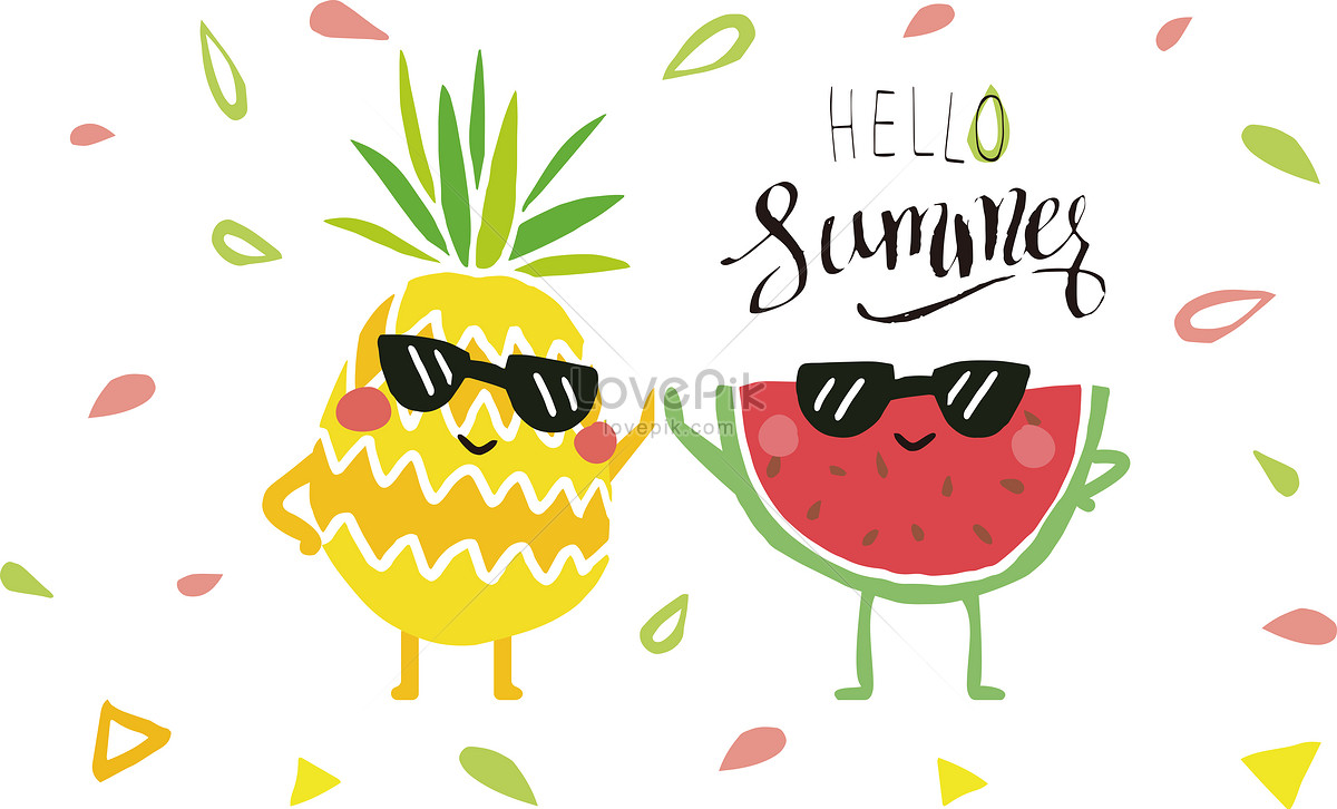 The Cartoon Image Of Pineapple And Watermelon In Summer Illustration Imagepicture Free Download 