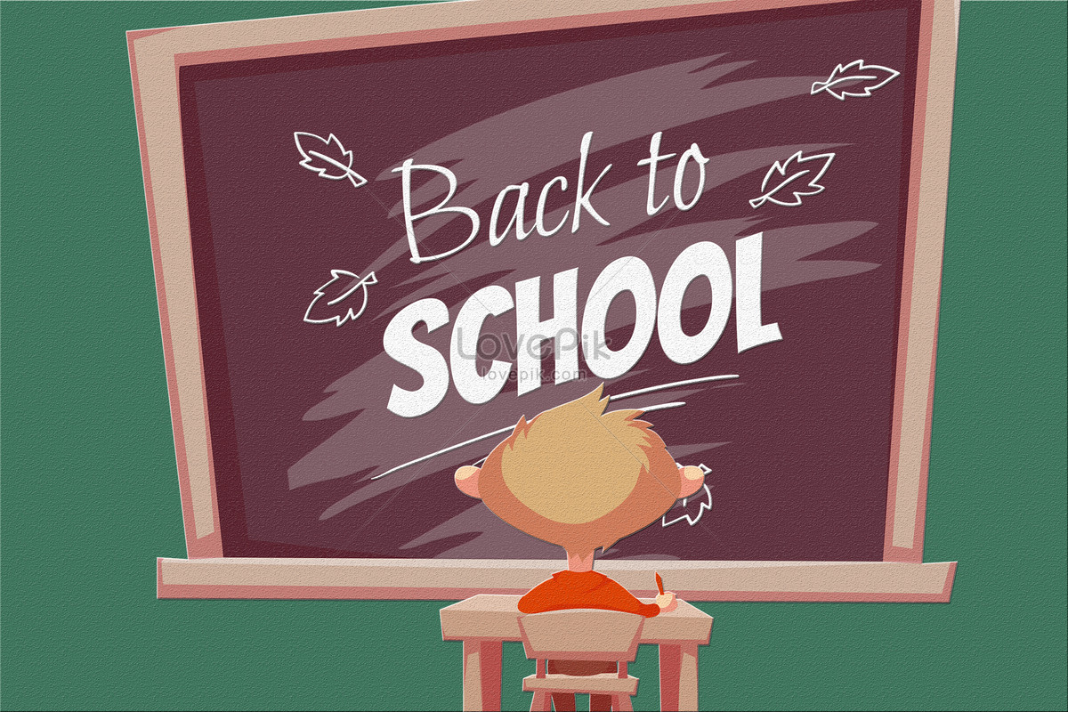 Return to school, dark orange, light orange, cartoon light illustration