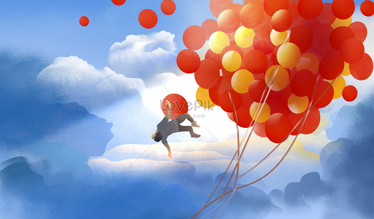 Выпуск на воздушном шаре. Воздушные шары мальчик на облаке. Шарик улетел. Картина улетает на шарах. Лев на шариках улетает.