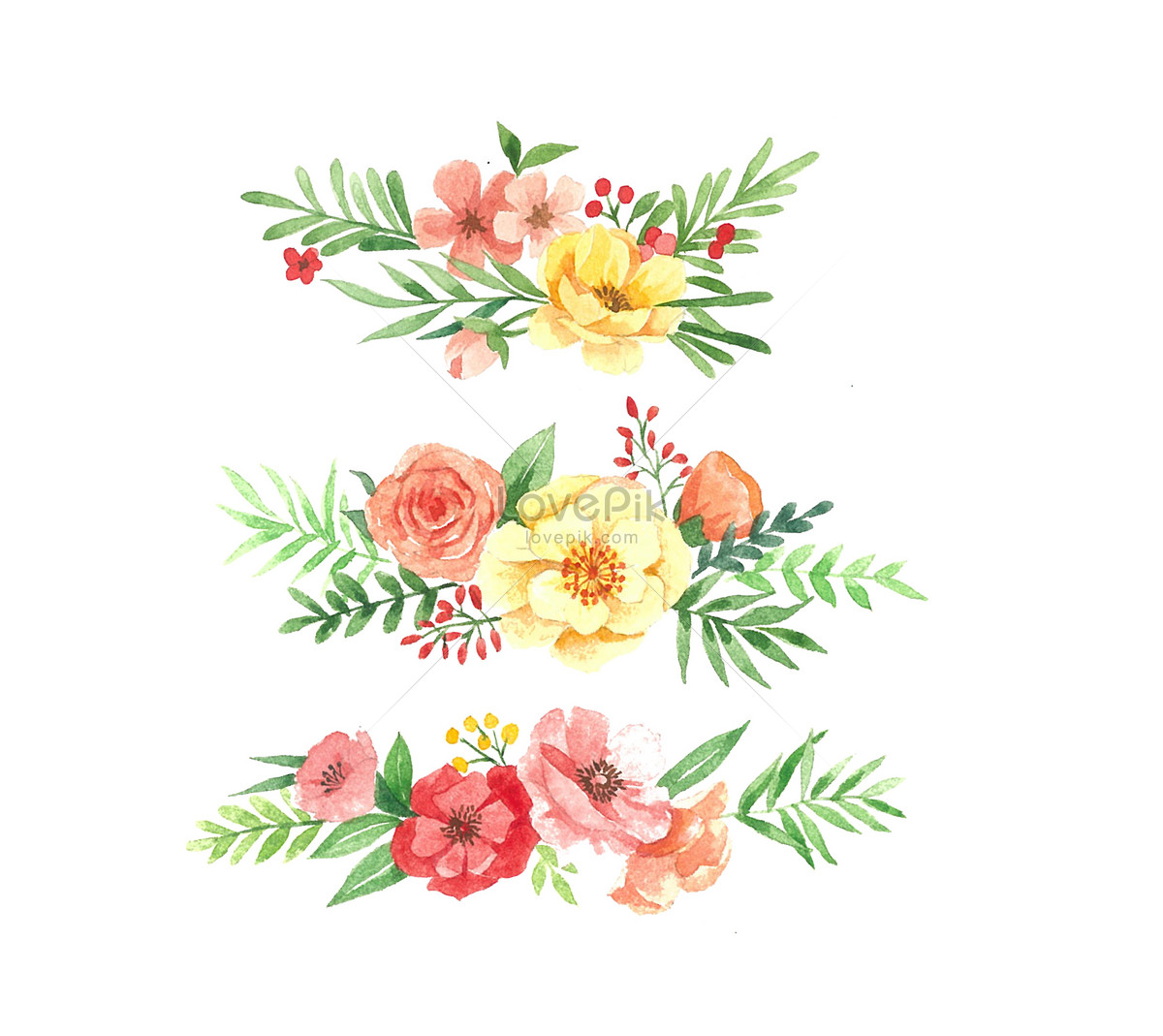 Transparent watercolor flower border illustration image_picture free