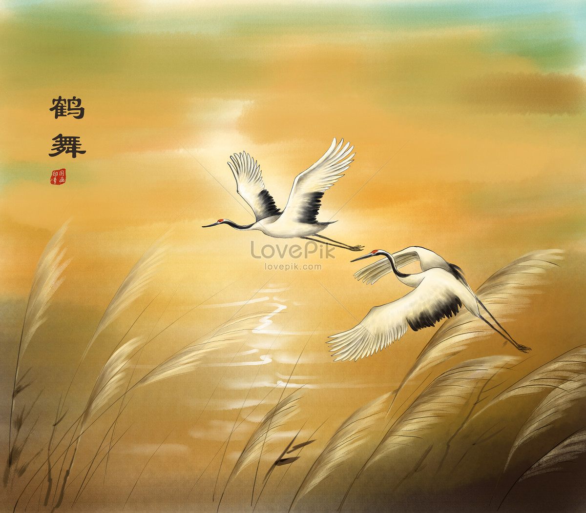 The crane dance qiu yang illustration image_picture free download ...
