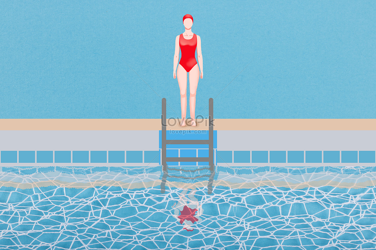 Creative swimming pool illustration image_picture free download ...