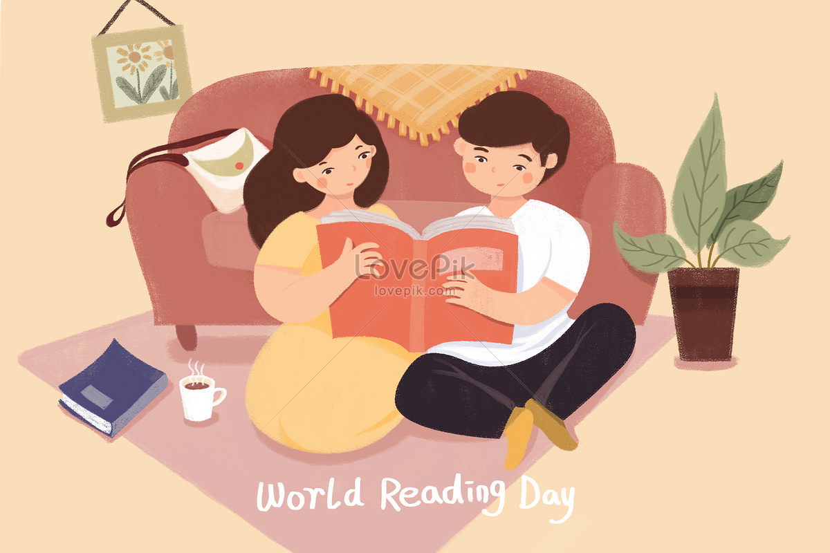 Read day. World reading Day. Reading Day together. International book giving Day illustration PNG.