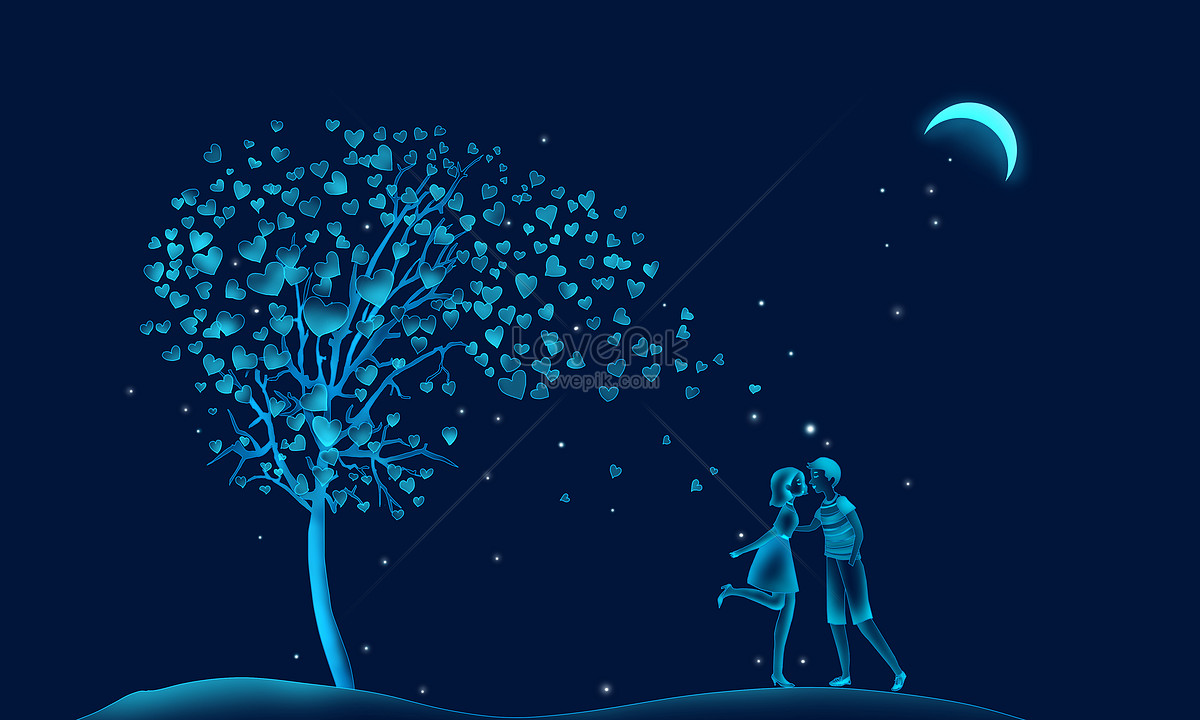 Kissing couple under the moon creative image_picture free download ...