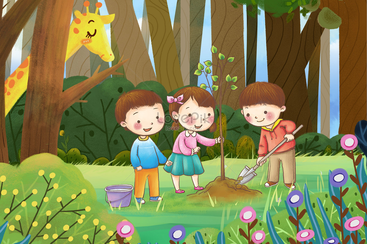 Arbor Day Clipart Hd PNG, Spring Arbor Day Boy Planting Trees, Planting ...