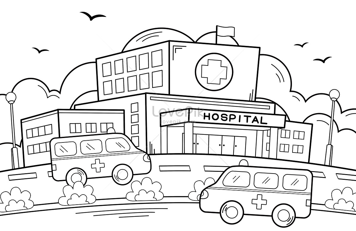 Hospital ambulance scene stick figure illustration image_picture free ...