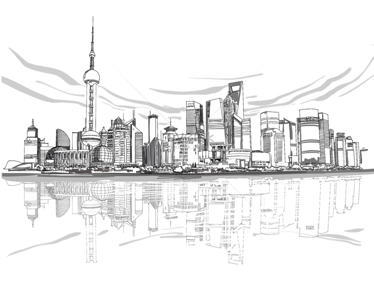Sketch of shanghai bund architecture illustration image_picture free