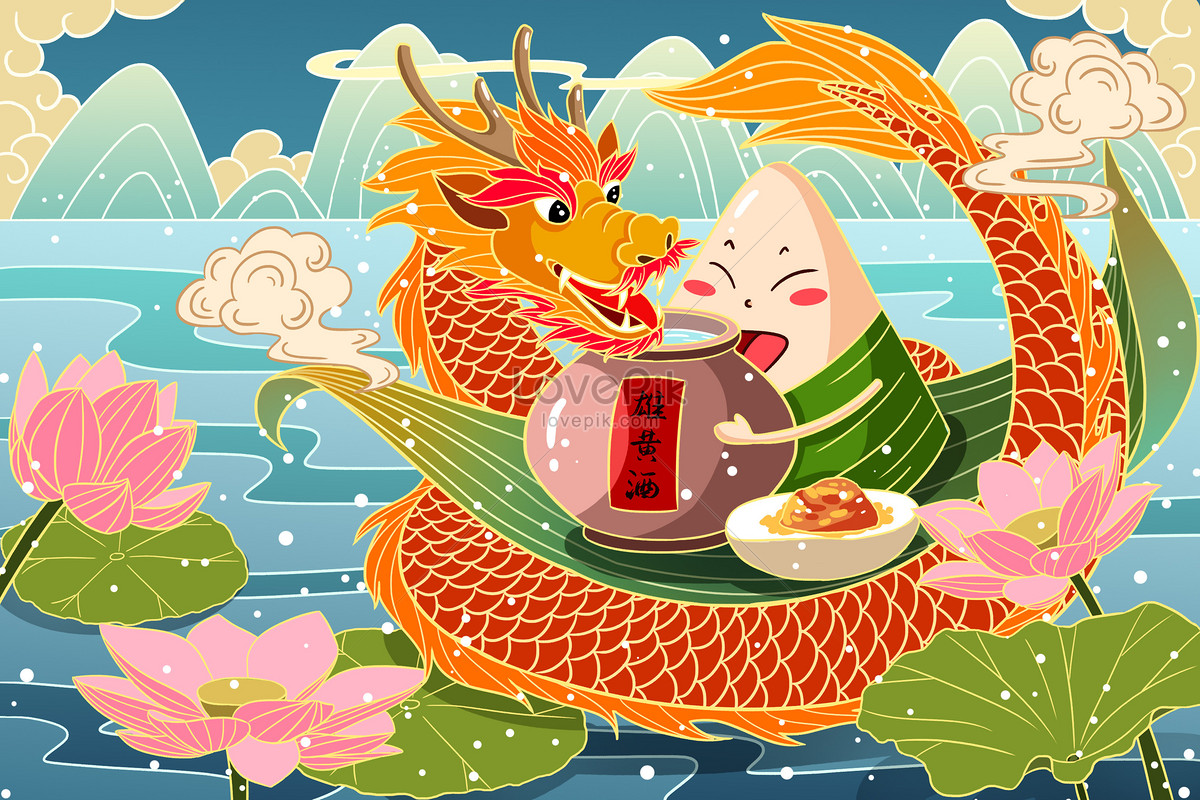 Dragon boat festival and dragon illustration image_picture free ...