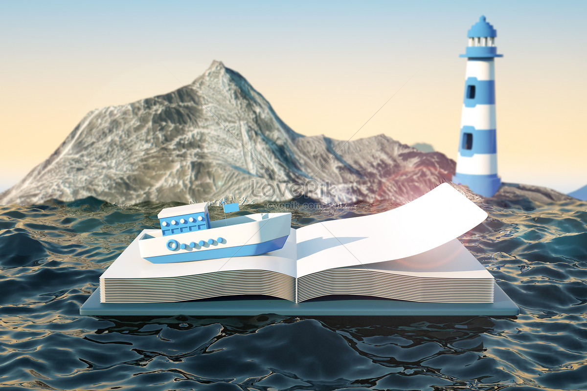 Creative Book Sea Voyage Scenery, creative books, book, creative Background image