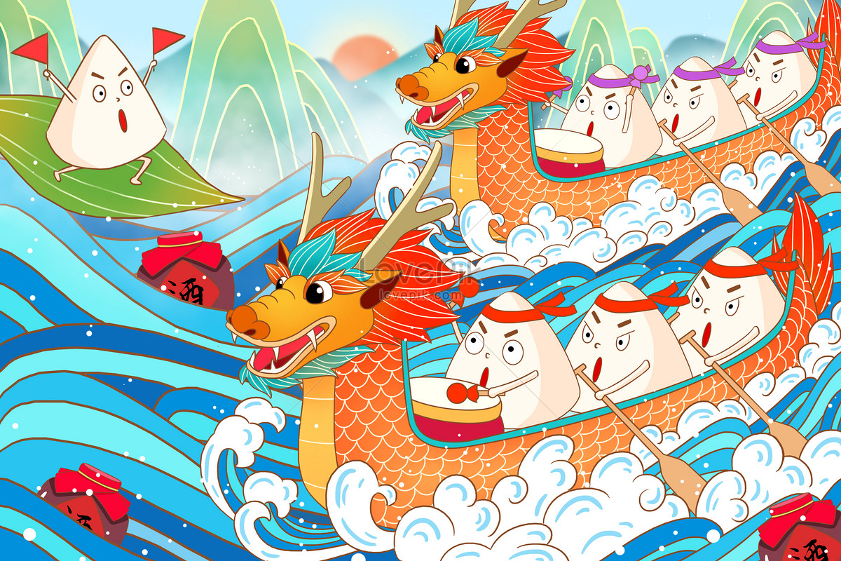 Dragon boat festival dragon boat competition illustration image_picture ...