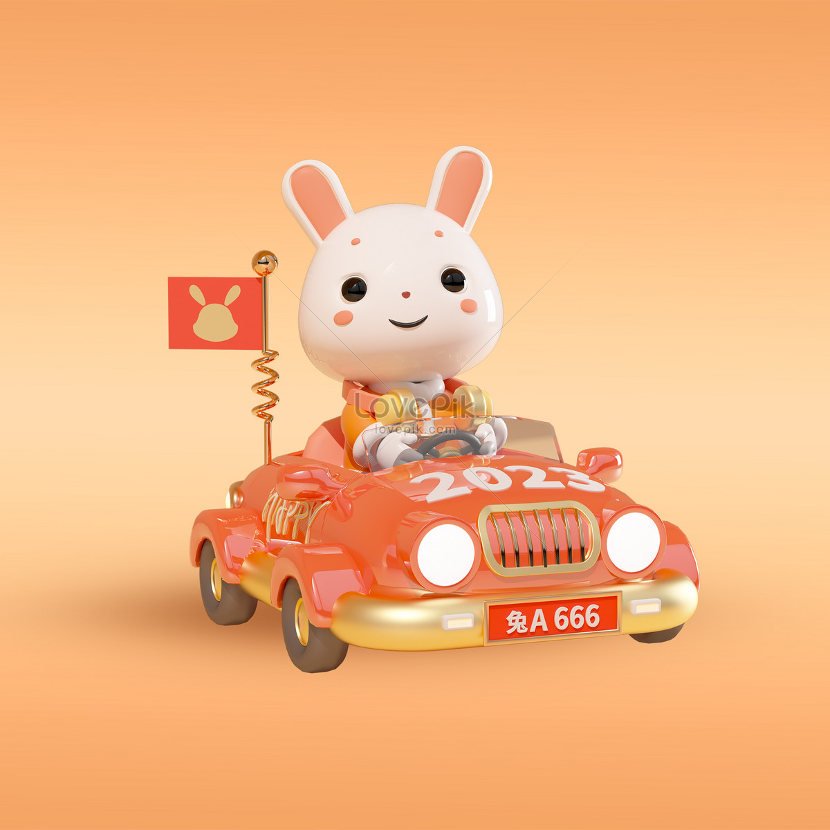 c4d-year-of-the-rabbit-cartoon-rabbit-car-model-1-illustration-image