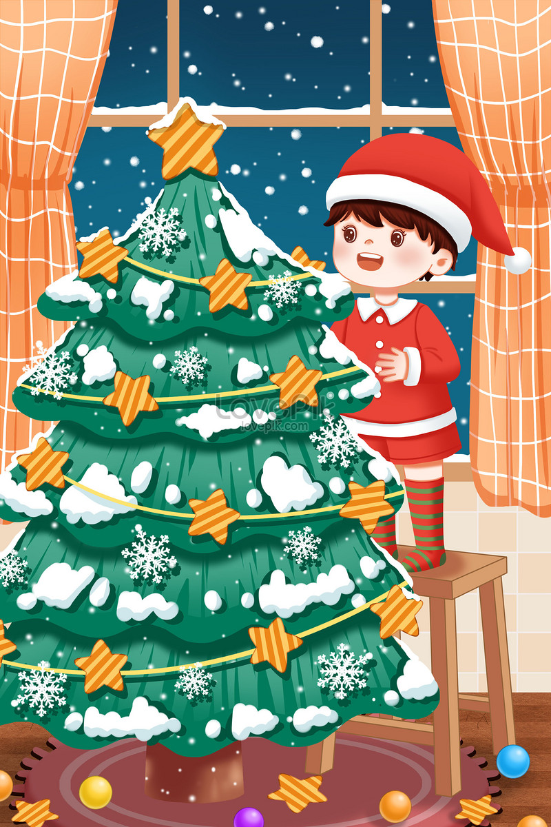 Niño Decorando El árbol De Navidad Para Navidad | PSD ilustraciones  imagenes descarga gratis - Lovepik