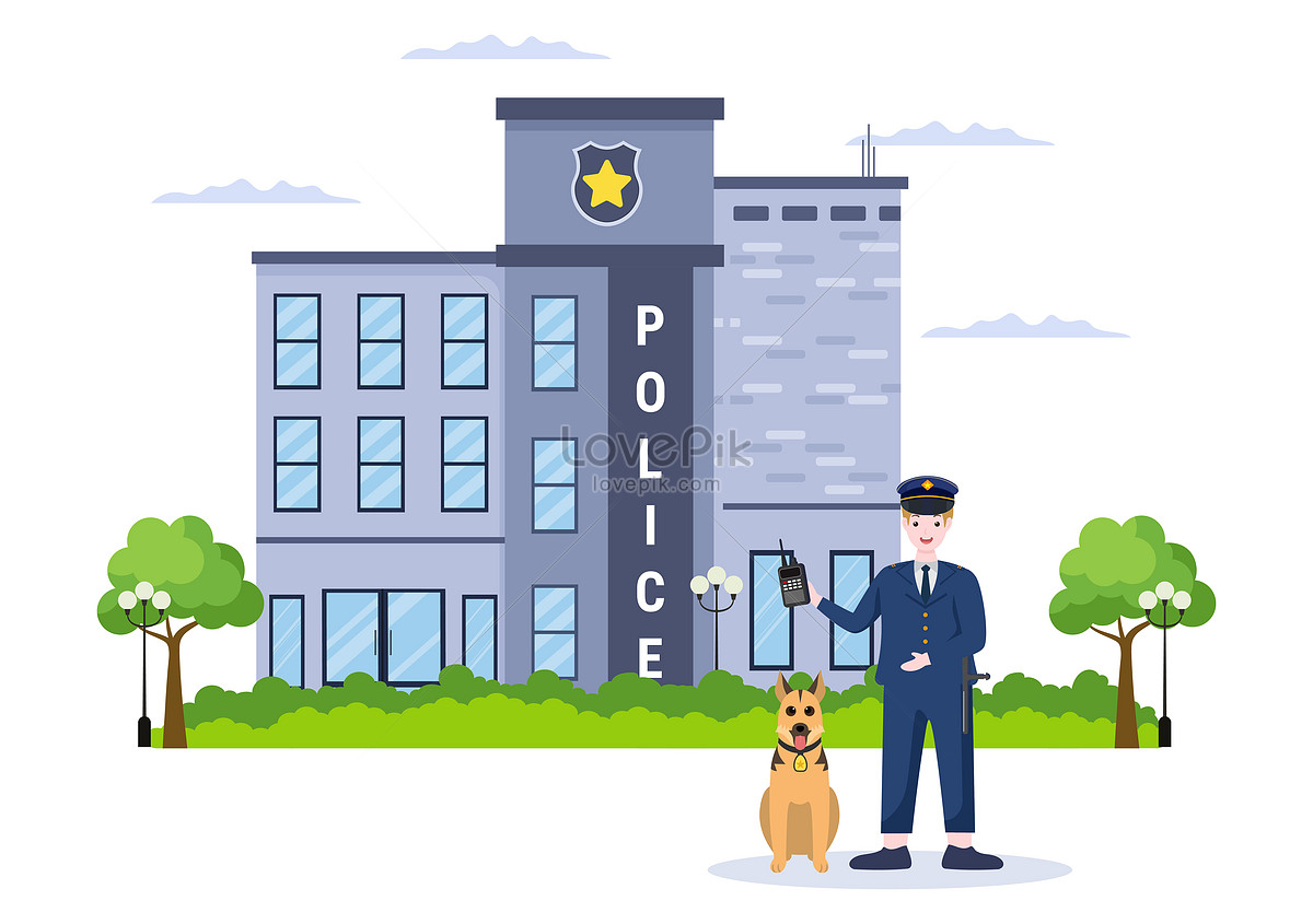 Police building Flat Style