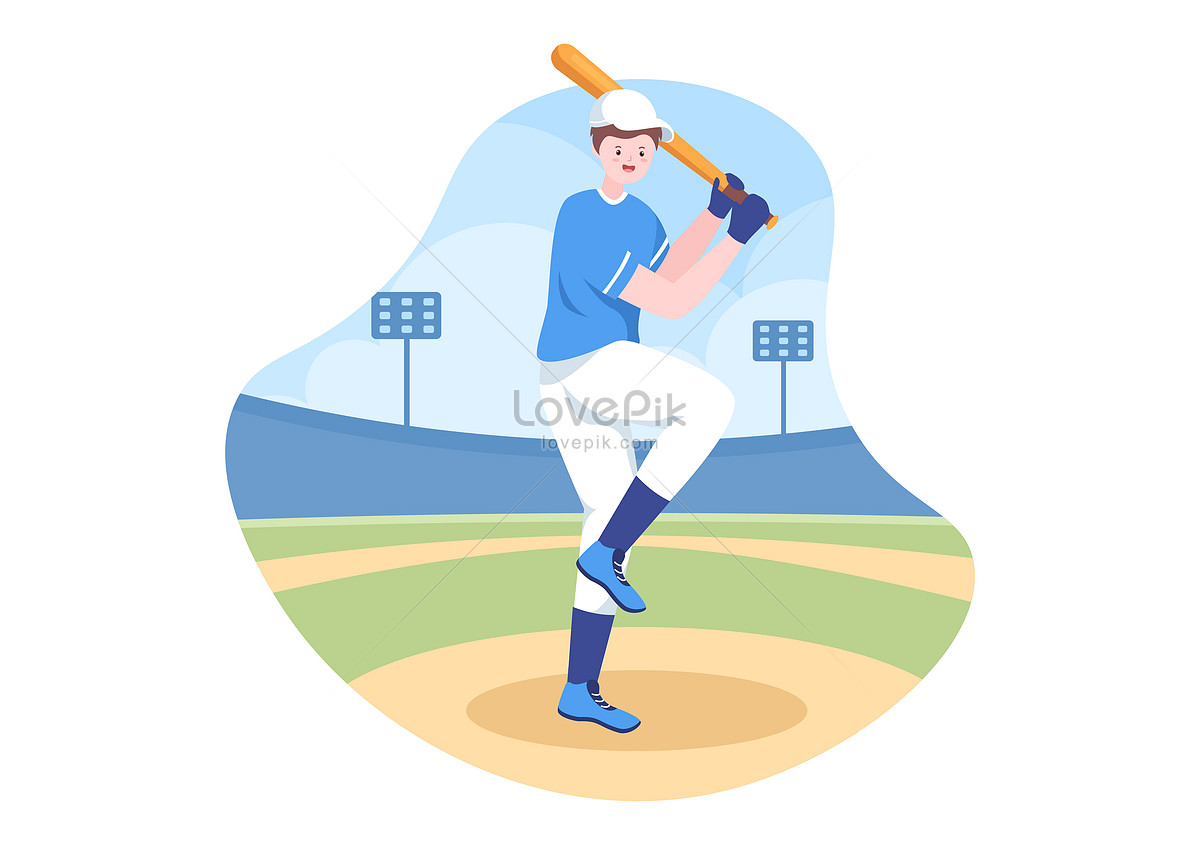 A simple drawing of baseball player in blue Vector Image